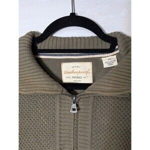 Weatherproof Vintage Unisex XL Quarter Zip Sweater Olive Green Cotton Knit